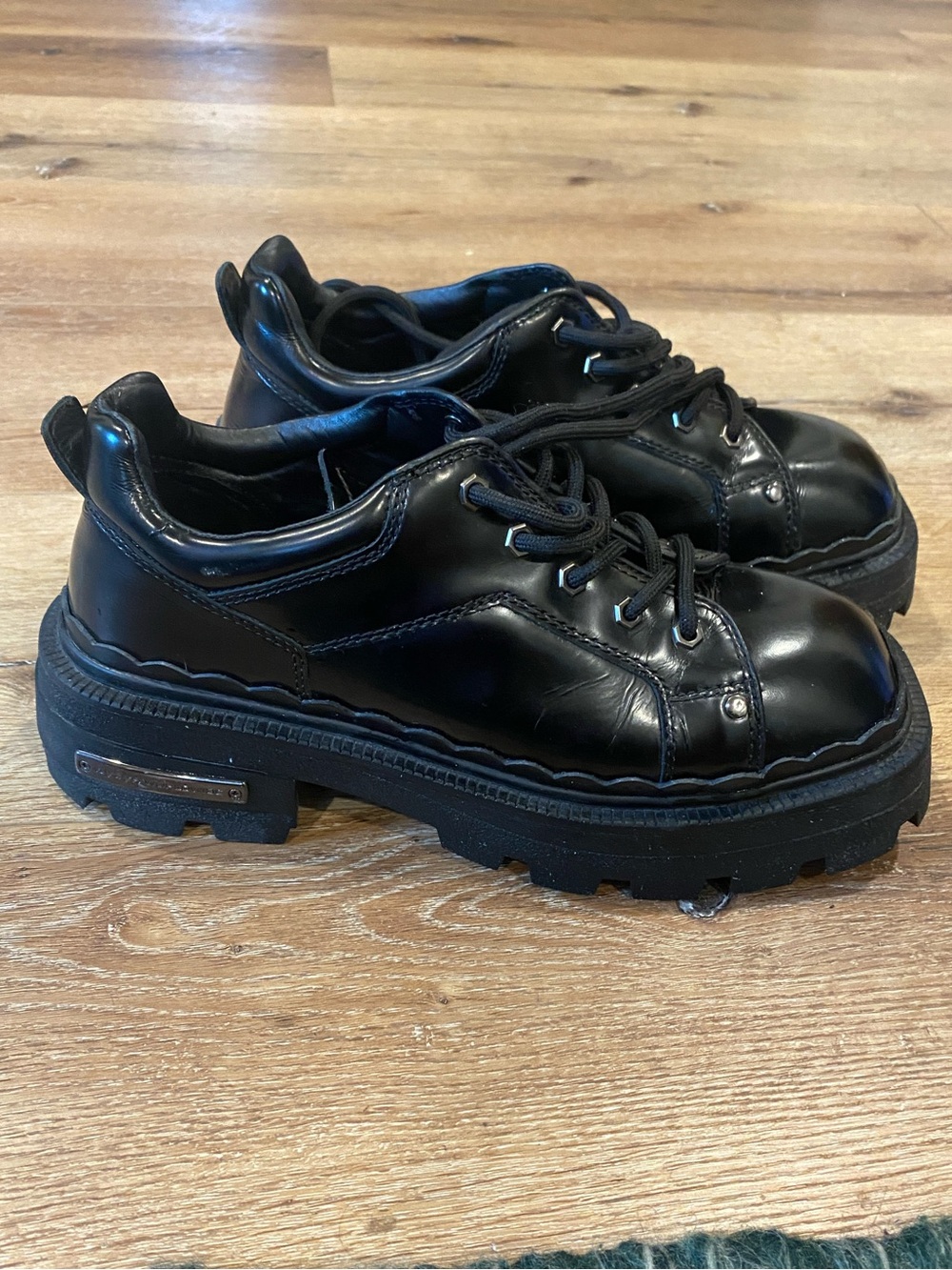 Eytys Black Chunky Leather Lace-Up Derbys